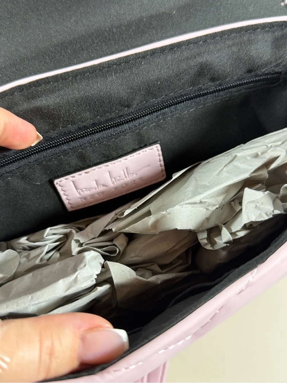 Nicole Miller Quilted Light Pink NM Crossbody Bag